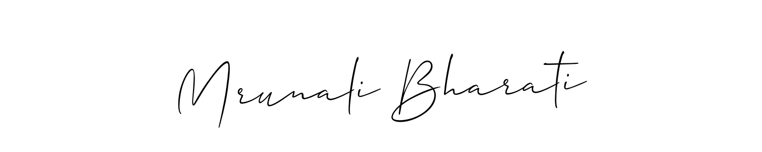 How to make Mrunali Bharati signature? Allison_Script is a professional autograph style. Create handwritten signature for Mrunali Bharati name. Mrunali Bharati signature style 2 images and pictures png