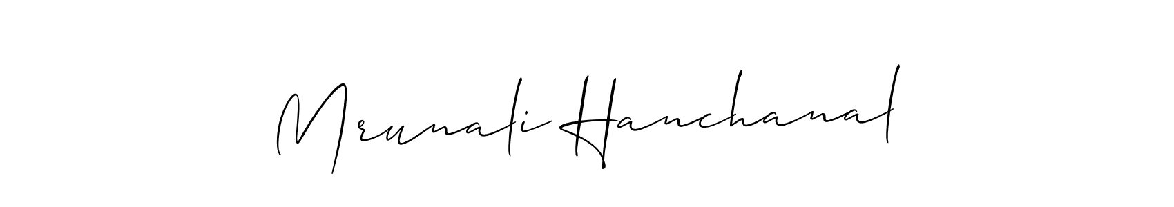 Make a beautiful signature design for name Mrunali Hanchanal. With this signature (Allison_Script) style, you can create a handwritten signature for free. Mrunali Hanchanal signature style 2 images and pictures png