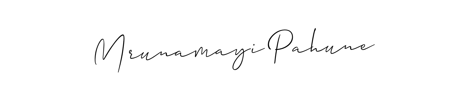 Similarly Allison_Script is the best handwritten signature design. Signature creator online .You can use it as an online autograph creator for name Mrunamayi Pahune. Mrunamayi Pahune signature style 2 images and pictures png