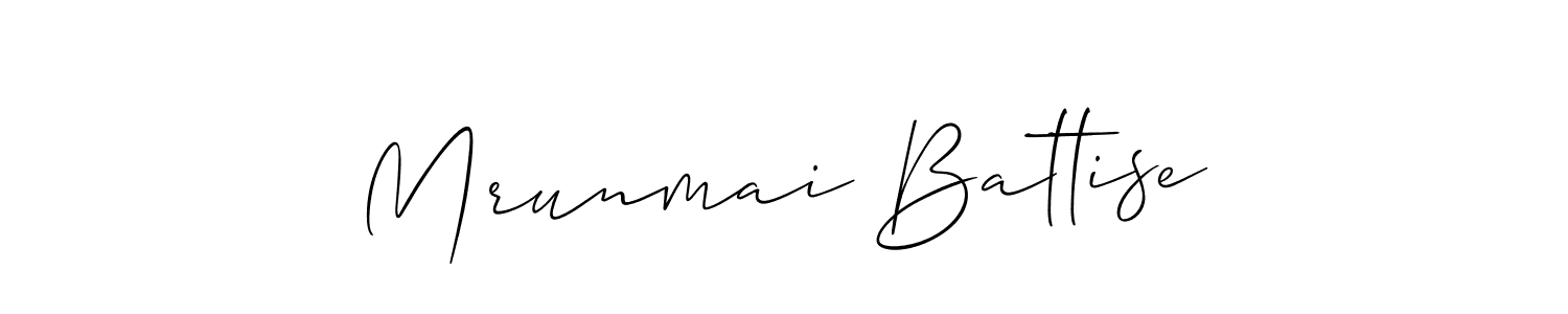 Allison_Script is a professional signature style that is perfect for those who want to add a touch of class to their signature. It is also a great choice for those who want to make their signature more unique. Get Mrunmai Battise name to fancy signature for free. Mrunmai Battise signature style 2 images and pictures png