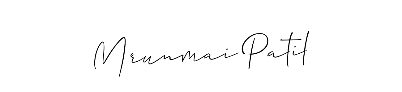 How to make Mrunmai Patil name signature. Use Allison_Script style for creating short signs online. This is the latest handwritten sign. Mrunmai Patil signature style 2 images and pictures png