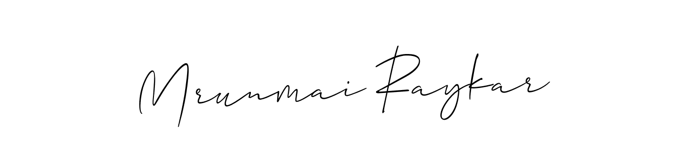 Also You can easily find your signature by using the search form. We will create Mrunmai Raykar name handwritten signature images for you free of cost using Allison_Script sign style. Mrunmai Raykar signature style 2 images and pictures png