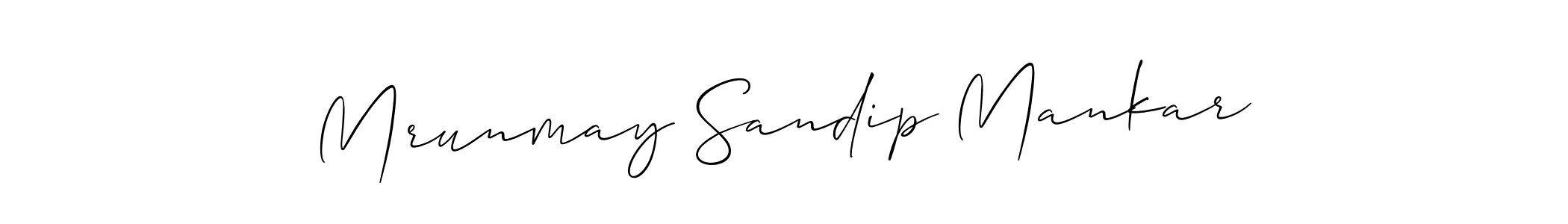 Make a short Mrunmay Sandip Mankar signature style. Manage your documents anywhere anytime using Allison_Script. Create and add eSignatures, submit forms, share and send files easily. Mrunmay Sandip Mankar signature style 2 images and pictures png