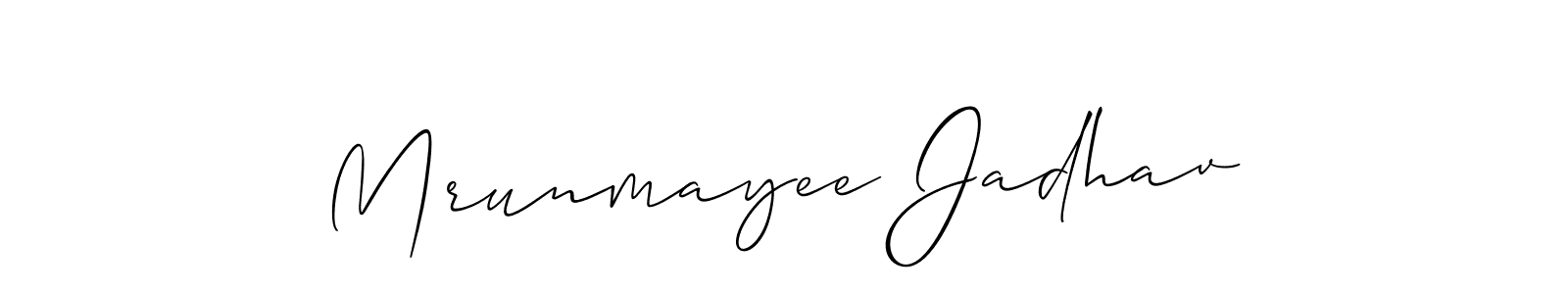 Also we have Mrunmayee Jadhav name is the best signature style. Create professional handwritten signature collection using Allison_Script autograph style. Mrunmayee Jadhav signature style 2 images and pictures png