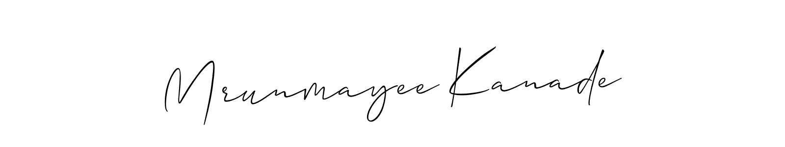 How to make Mrunmayee Kanade name signature. Use Allison_Script style for creating short signs online. This is the latest handwritten sign. Mrunmayee Kanade signature style 2 images and pictures png