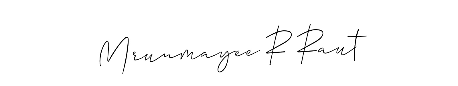 Make a short Mrunmayee R Raut signature style. Manage your documents anywhere anytime using Allison_Script. Create and add eSignatures, submit forms, share and send files easily. Mrunmayee R Raut signature style 2 images and pictures png