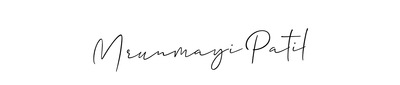 The best way (Allison_Script) to make a short signature is to pick only two or three words in your name. The name Mrunmayi Patil include a total of six letters. For converting this name. Mrunmayi Patil signature style 2 images and pictures png