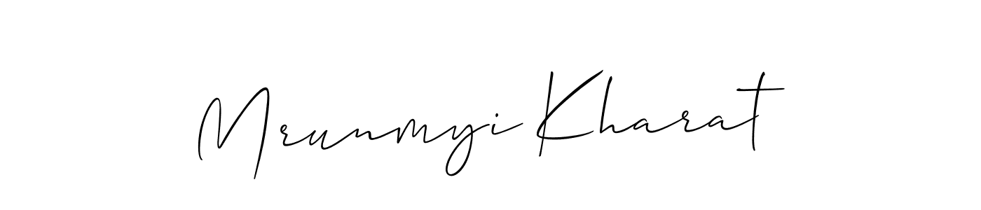 Allison_Script is a professional signature style that is perfect for those who want to add a touch of class to their signature. It is also a great choice for those who want to make their signature more unique. Get Mrunmyi Kharat name to fancy signature for free. Mrunmyi Kharat signature style 2 images and pictures png