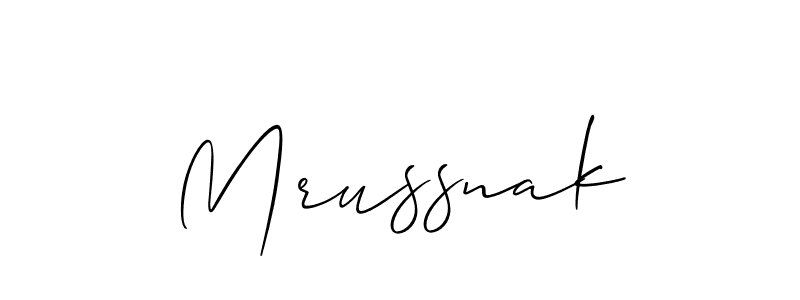 Create a beautiful signature design for name Mrussnak. With this signature (Allison_Script) fonts, you can make a handwritten signature for free. Mrussnak signature style 2 images and pictures png