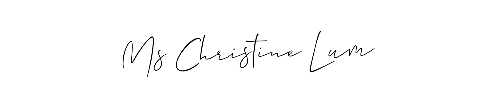 if you are searching for the best signature style for your name Ms Christine Lum. so please give up your signature search. here we have designed multiple signature styles  using Allison_Script. Ms Christine Lum signature style 2 images and pictures png