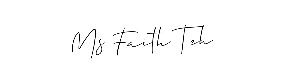 The best way (Allison_Script) to make a short signature is to pick only two or three words in your name. The name Ms Faith Teh include a total of six letters. For converting this name. Ms Faith Teh signature style 2 images and pictures png