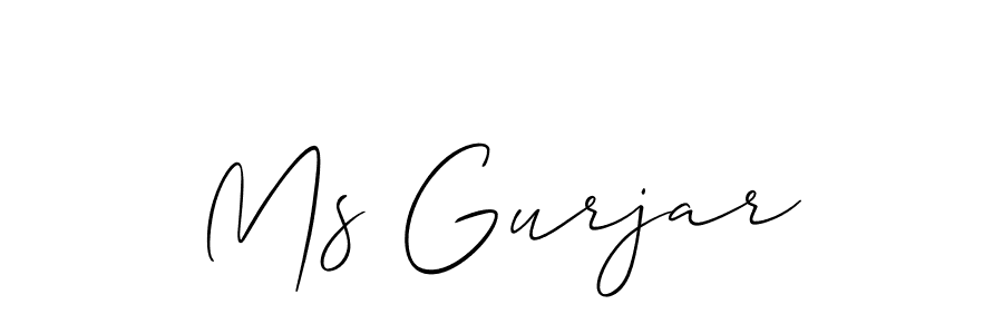 Allison_Script is a professional signature style that is perfect for those who want to add a touch of class to their signature. It is also a great choice for those who want to make their signature more unique. Get Ms Gurjar name to fancy signature for free. Ms Gurjar signature style 2 images and pictures png