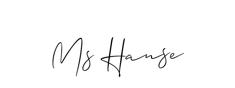 Make a short Ms Hanse signature style. Manage your documents anywhere anytime using Allison_Script. Create and add eSignatures, submit forms, share and send files easily. Ms Hanse signature style 2 images and pictures png