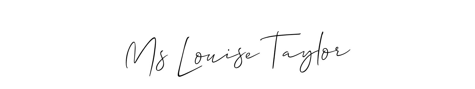 The best way (Allison_Script) to make a short signature is to pick only two or three words in your name. The name Ms Louise Taylor include a total of six letters. For converting this name. Ms Louise Taylor signature style 2 images and pictures png