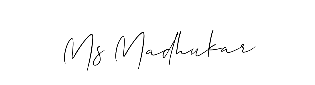 It looks lik you need a new signature style for name Ms Madhukar. Design unique handwritten (Allison_Script) signature with our free signature maker in just a few clicks. Ms Madhukar signature style 2 images and pictures png