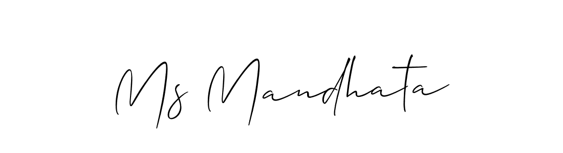 Allison_Script is a professional signature style that is perfect for those who want to add a touch of class to their signature. It is also a great choice for those who want to make their signature more unique. Get Ms Mandhata name to fancy signature for free. Ms Mandhata signature style 2 images and pictures png