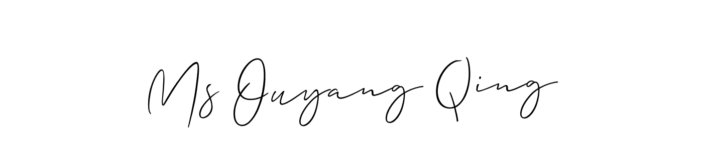 The best way (Allison_Script) to make a short signature is to pick only two or three words in your name. The name Ms Ouyang Qing include a total of six letters. For converting this name. Ms Ouyang Qing signature style 2 images and pictures png