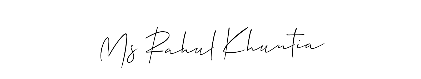 How to make Ms Rahul Khuntia name signature. Use Allison_Script style for creating short signs online. This is the latest handwritten sign. Ms Rahul Khuntia signature style 2 images and pictures png