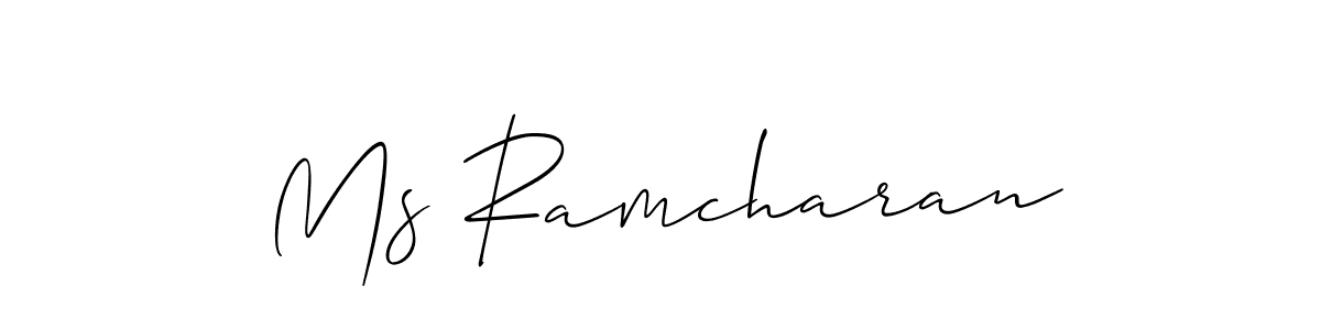 Allison_Script is a professional signature style that is perfect for those who want to add a touch of class to their signature. It is also a great choice for those who want to make their signature more unique. Get Ms Ramcharan name to fancy signature for free. Ms Ramcharan signature style 2 images and pictures png