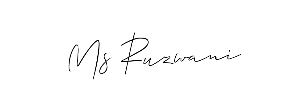The best way (Allison_Script) to make a short signature is to pick only two or three words in your name. The name Ms Ruzwani include a total of six letters. For converting this name. Ms Ruzwani signature style 2 images and pictures png