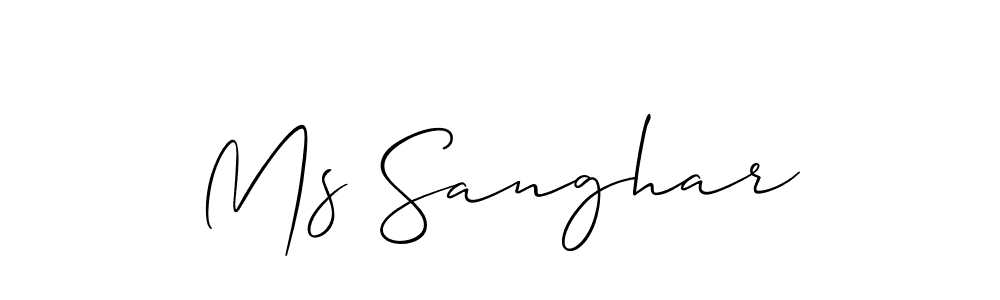 The best way (Allison_Script) to make a short signature is to pick only two or three words in your name. The name Ms Sanghar include a total of six letters. For converting this name. Ms Sanghar signature style 2 images and pictures png