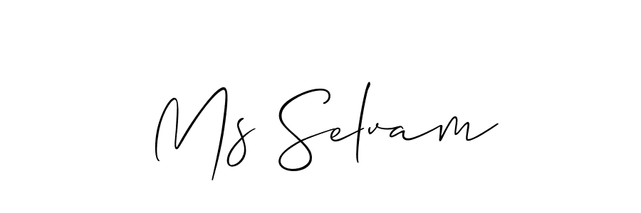 Similarly Allison_Script is the best handwritten signature design. Signature creator online .You can use it as an online autograph creator for name Ms Selvam. Ms Selvam signature style 2 images and pictures png