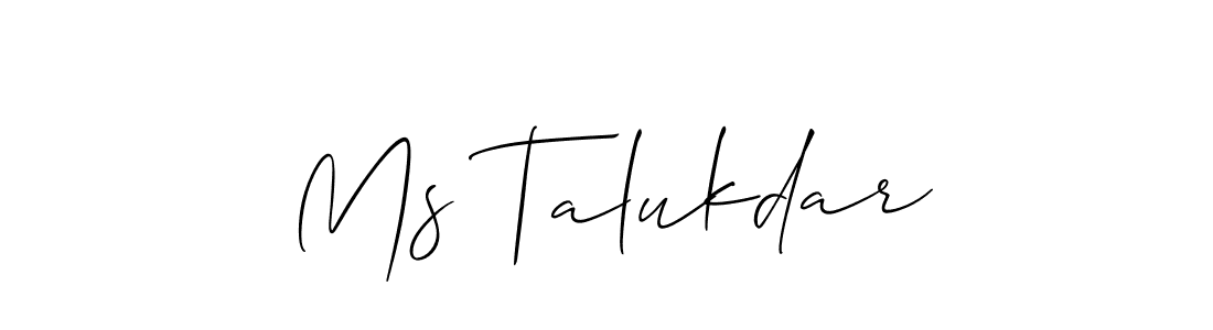 Make a short Ms Talukdar signature style. Manage your documents anywhere anytime using Allison_Script. Create and add eSignatures, submit forms, share and send files easily. Ms Talukdar signature style 2 images and pictures png