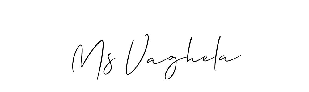 How to make Ms Vaghela name signature. Use Allison_Script style for creating short signs online. This is the latest handwritten sign. Ms Vaghela signature style 2 images and pictures png