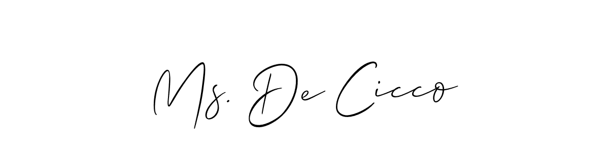 The best way (Allison_Script) to make a short signature is to pick only two or three words in your name. The name Ms. De Cicco include a total of six letters. For converting this name. Ms. De Cicco signature style 2 images and pictures png