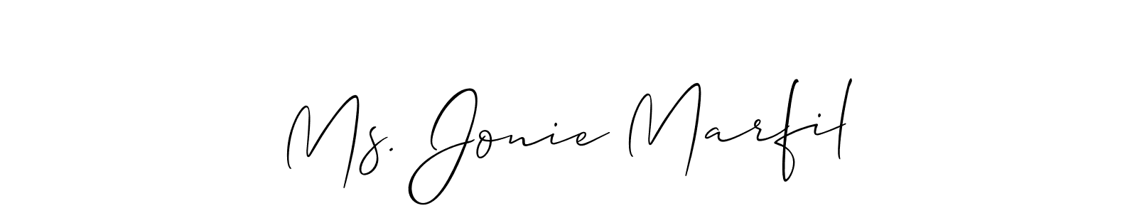 How to Draw Ms. Jonie Marfil signature style? Allison_Script is a latest design signature styles for name Ms. Jonie Marfil. Ms. Jonie Marfil signature style 2 images and pictures png