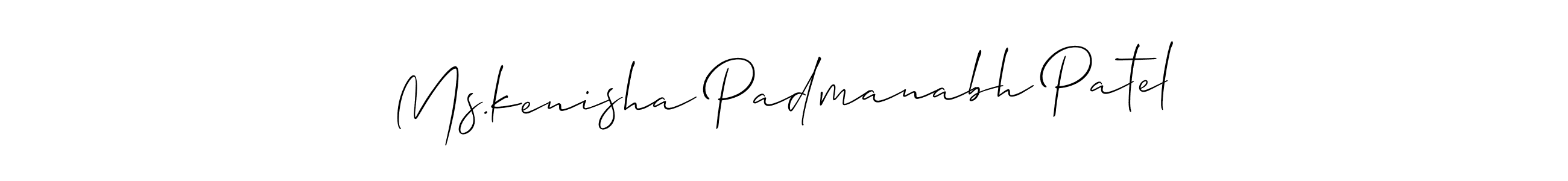 Create a beautiful signature design for name Ms.kenisha Padmanabh Patel. With this signature (Allison_Script) fonts, you can make a handwritten signature for free. Ms.kenisha Padmanabh Patel signature style 2 images and pictures png