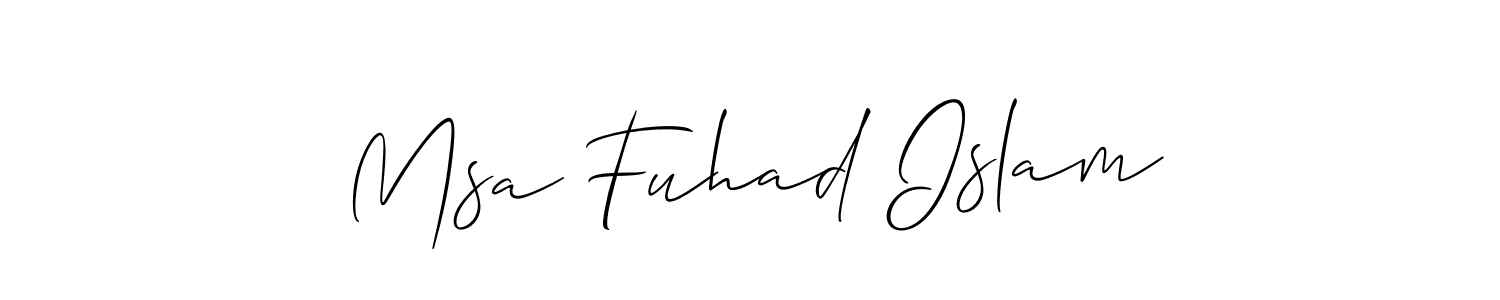 if you are searching for the best signature style for your name Msa Fuhad Islam. so please give up your signature search. here we have designed multiple signature styles  using Allison_Script. Msa Fuhad Islam signature style 2 images and pictures png