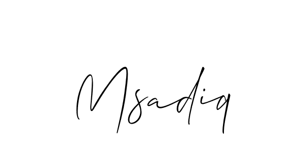 Design your own signature with our free online signature maker. With this signature software, you can create a handwritten (Allison_Script) signature for name Msadiq. Msadiq signature style 2 images and pictures png
