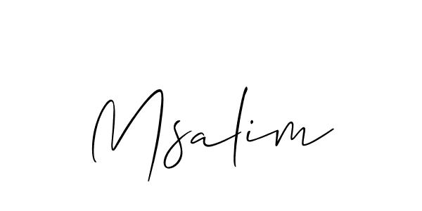 The best way (Allison_Script) to make a short signature is to pick only two or three words in your name. The name Msalim include a total of six letters. For converting this name. Msalim signature style 2 images and pictures png