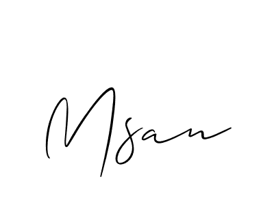 Use a signature maker to create a handwritten signature online. With this signature software, you can design (Allison_Script) your own signature for name Msan. Msan signature style 2 images and pictures png