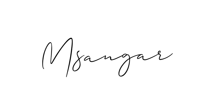 Use a signature maker to create a handwritten signature online. With this signature software, you can design (Allison_Script) your own signature for name Msangar. Msangar signature style 2 images and pictures png
