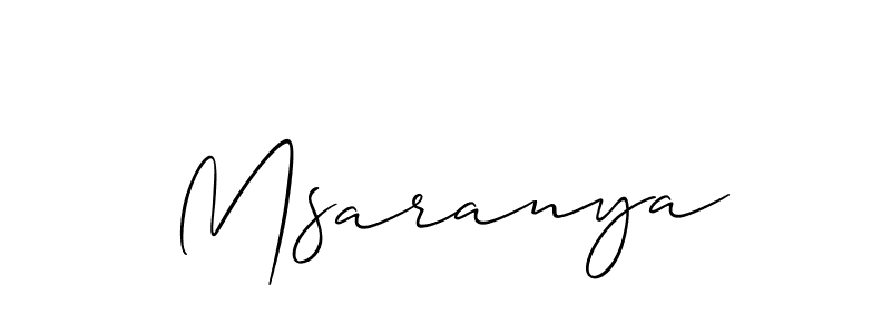 The best way (Allison_Script) to make a short signature is to pick only two or three words in your name. The name Msaranya include a total of six letters. For converting this name. Msaranya signature style 2 images and pictures png