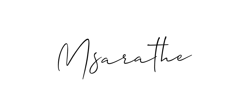 The best way (Allison_Script) to make a short signature is to pick only two or three words in your name. The name Msarathe include a total of six letters. For converting this name. Msarathe signature style 2 images and pictures png