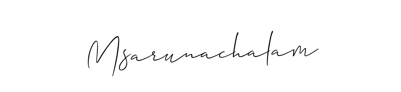 How to make Msarunachalam signature? Allison_Script is a professional autograph style. Create handwritten signature for Msarunachalam name. Msarunachalam signature style 2 images and pictures png