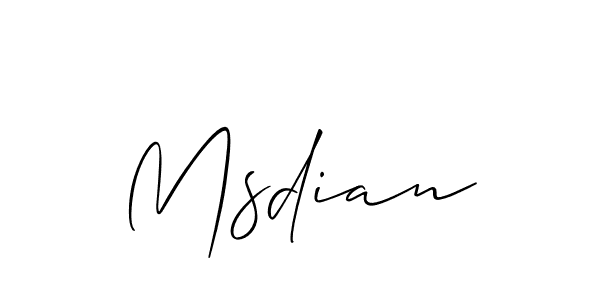 Use a signature maker to create a handwritten signature online. With this signature software, you can design (Allison_Script) your own signature for name Msdian. Msdian signature style 2 images and pictures png