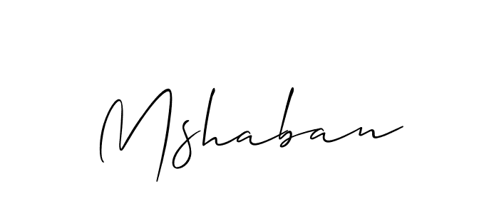 Use a signature maker to create a handwritten signature online. With this signature software, you can design (Allison_Script) your own signature for name Mshaban. Mshaban signature style 2 images and pictures png