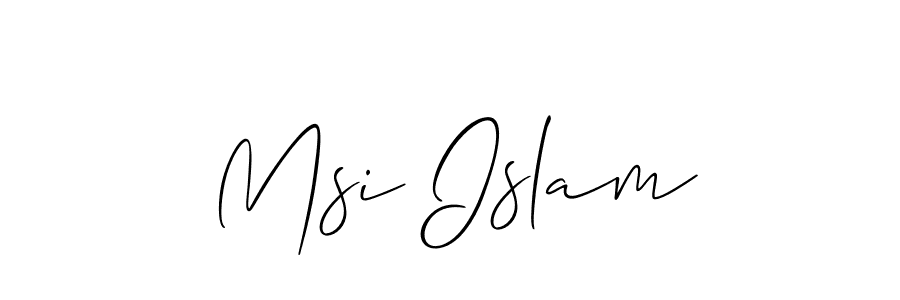 Make a beautiful signature design for name Msi Islam. With this signature (Allison_Script) style, you can create a handwritten signature for free. Msi Islam signature style 2 images and pictures png