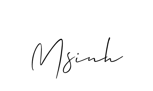 Allison_Script is a professional signature style that is perfect for those who want to add a touch of class to their signature. It is also a great choice for those who want to make their signature more unique. Get Msinh name to fancy signature for free. Msinh signature style 2 images and pictures png