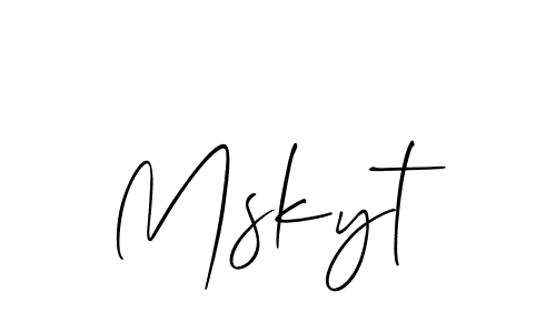 Use a signature maker to create a handwritten signature online. With this signature software, you can design (Allison_Script) your own signature for name Mskyt. Mskyt signature style 2 images and pictures png