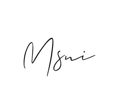 Create a beautiful signature design for name Msni. With this signature (Allison_Script) fonts, you can make a handwritten signature for free. Msni signature style 2 images and pictures png