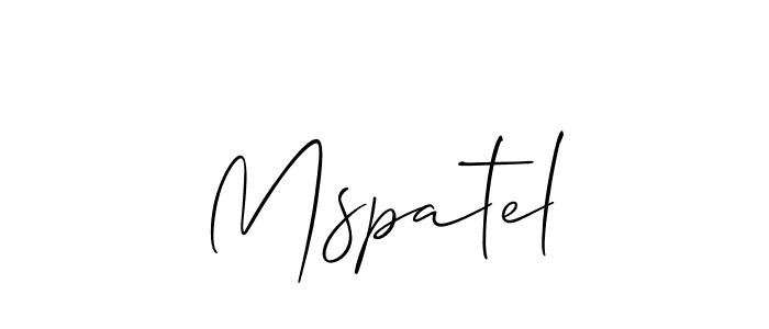 Use a signature maker to create a handwritten signature online. With this signature software, you can design (Allison_Script) your own signature for name Mspatel. Mspatel signature style 2 images and pictures png