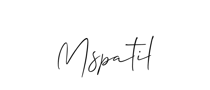 Use a signature maker to create a handwritten signature online. With this signature software, you can design (Allison_Script) your own signature for name Mspatil. Mspatil signature style 2 images and pictures png