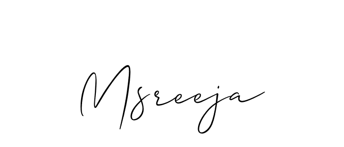 Allison_Script is a professional signature style that is perfect for those who want to add a touch of class to their signature. It is also a great choice for those who want to make their signature more unique. Get Msreeja name to fancy signature for free. Msreeja signature style 2 images and pictures png