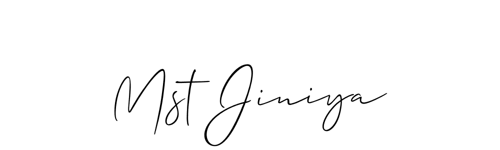 Create a beautiful signature design for name Mst Jiniya. With this signature (Allison_Script) fonts, you can make a handwritten signature for free. Mst Jiniya signature style 2 images and pictures png