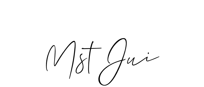 Create a beautiful signature design for name Mst Jui. With this signature (Allison_Script) fonts, you can make a handwritten signature for free. Mst Jui signature style 2 images and pictures png